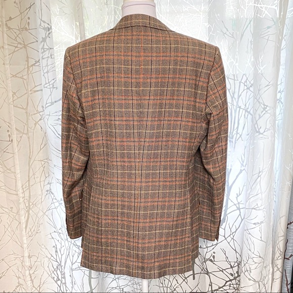 ETRO brown tan orange plaid print colorful leaf inside sport coat blazer jacket - Picture 5 of 14